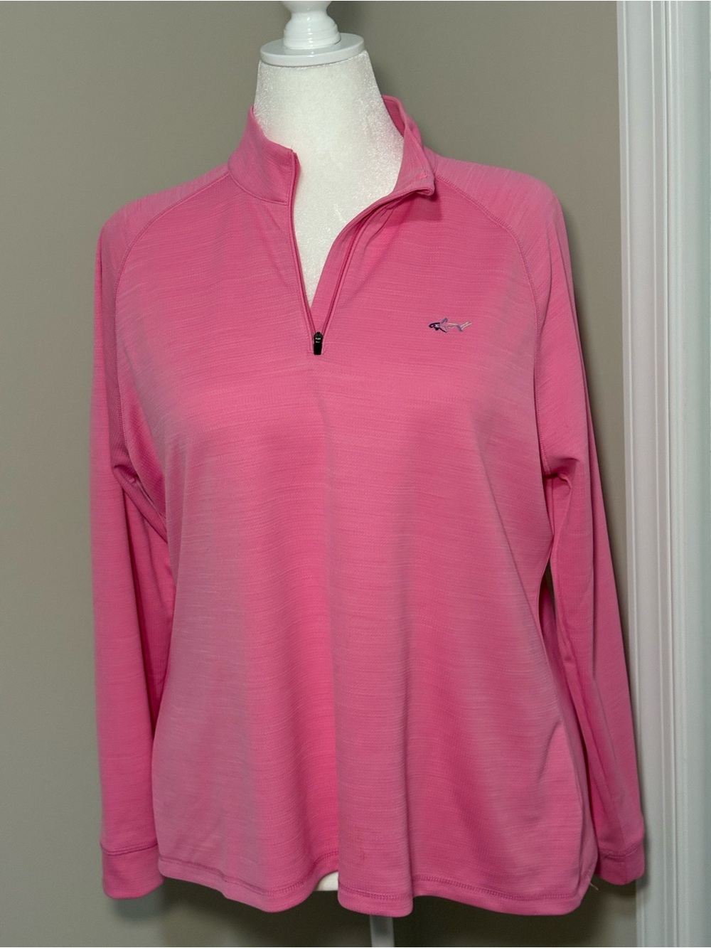 Greg Norman Collection Golf Long Sleeve Pink Quarter-Zip Performance Top